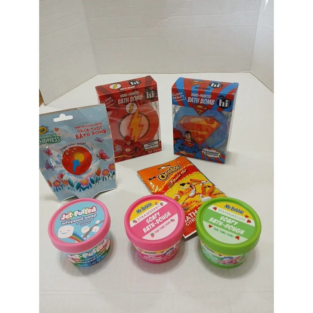 Assortment Lot Of 7 Miscellaneous Bath Dough, Large Bath Bombs,